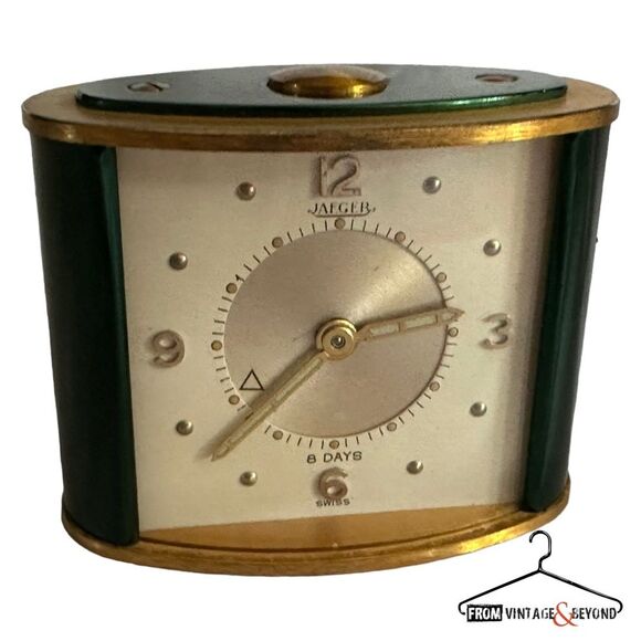 Vtg Jaeger LeCoultre 8 Day Alarm Swiss Travel Desk Clock - Picture 2 of 15
